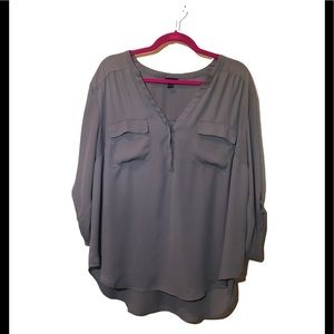 Torrid Womens Georgette Harper Blouse Shirt Plus Size 2x 3/4 Sleeve Gray NWOT